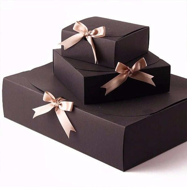 Dárková krabička skládací sada 10 ks 31 × 25 × 8 cm papírová barevné balení dárků krabičky s mašlí černá