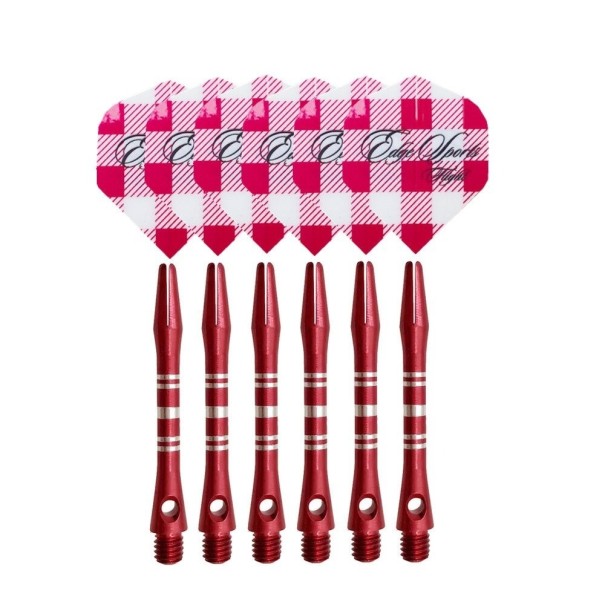 Dartskaft och flyglar i aluminium 12 st T963 rosa
