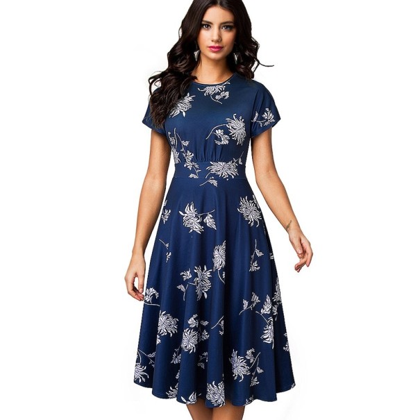 Darya bloemenjurk donkerblauw XL