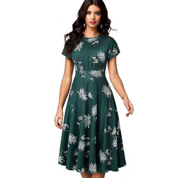 Darya blomsterkjole mørkegrøn M