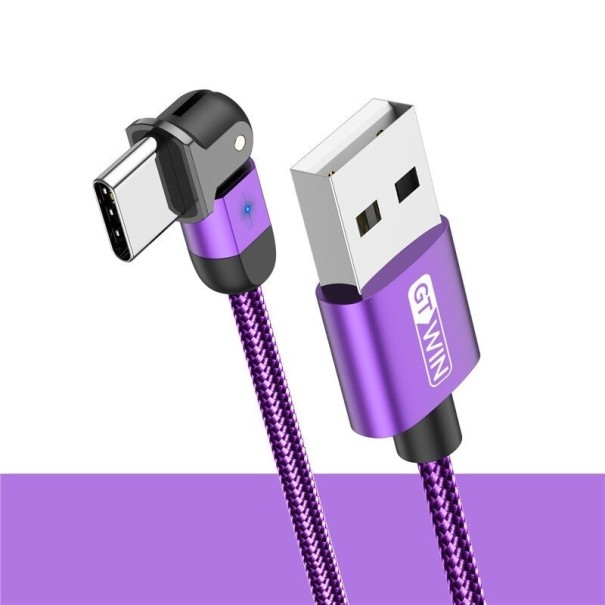 Datenkabel mit USB-C / USB-Drehstecker lila 1 m