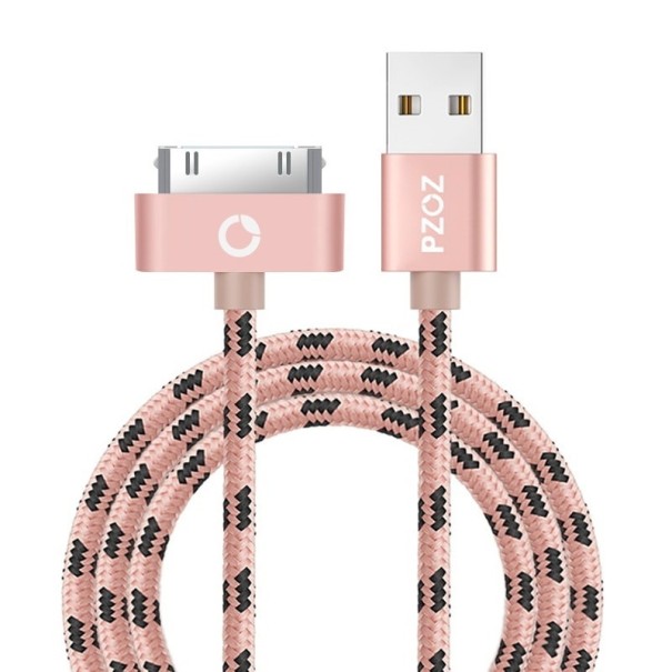 Dátový kábel USB / Apple 30-pin ružová 50 cm