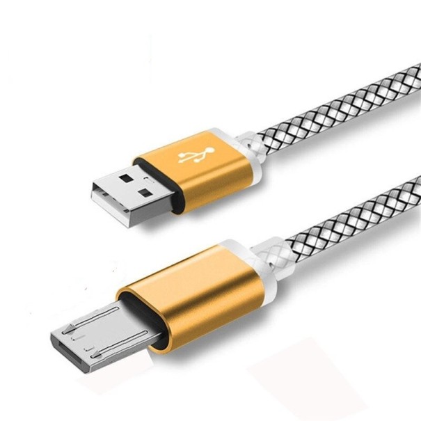 Datový kabel USB / Micro USB prodloužený konektor zlatá