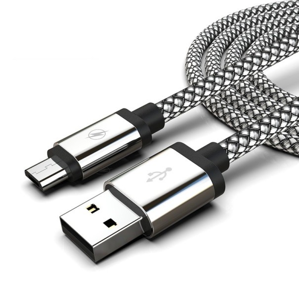Datový kabel USB na Micro USB K514 stříbrná 3 m