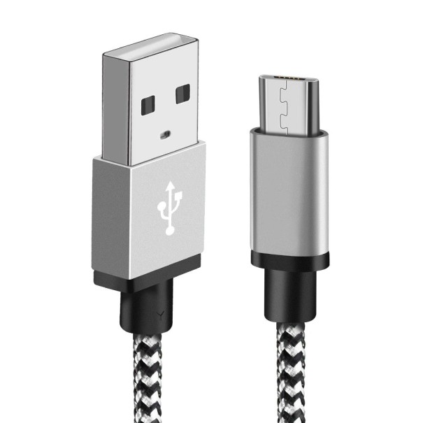 Dátový kábel USB na Micro USB K566 strieborná 2 m