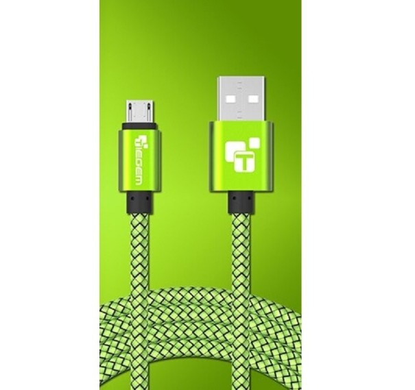 Datový kabel USB na Micro USB K591 zelená 25 cm