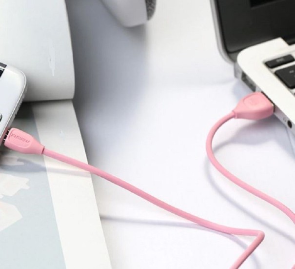 Datový kabel USB na Micro USB / Lightning K652 růžová 2