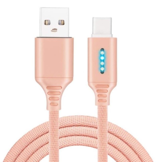 Datový kabel USB na Micro USB / USB-C K625 růžová 2