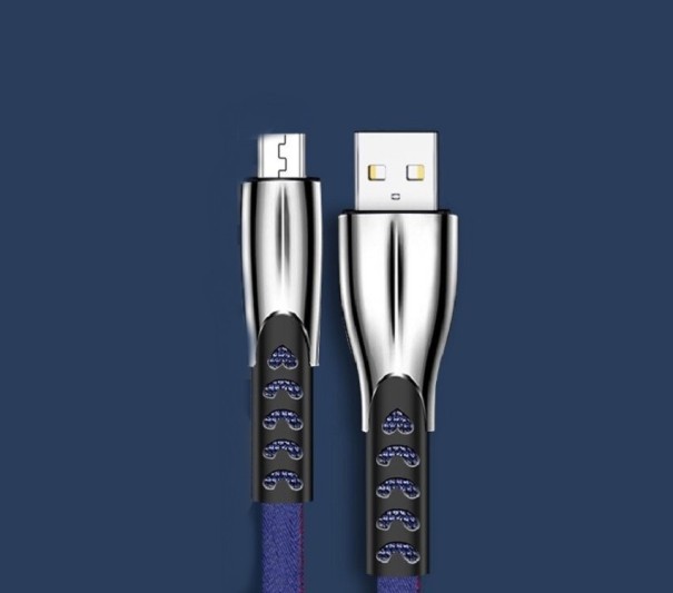 Dátový kábel USB na Micro USB / USB-C / Lightning K577 modrá 1