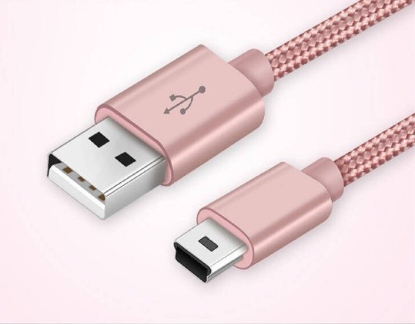 Datový kabel USB na Mini USB M/M K1013 růžová 25 cm