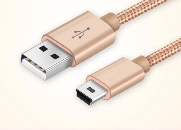 Datový kabel USB na Mini USB M/M K1013 zlatá 1 m