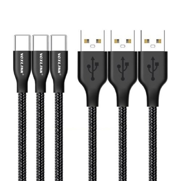 Dátový kábel USB / USB-C 3 ks čierna 1 m