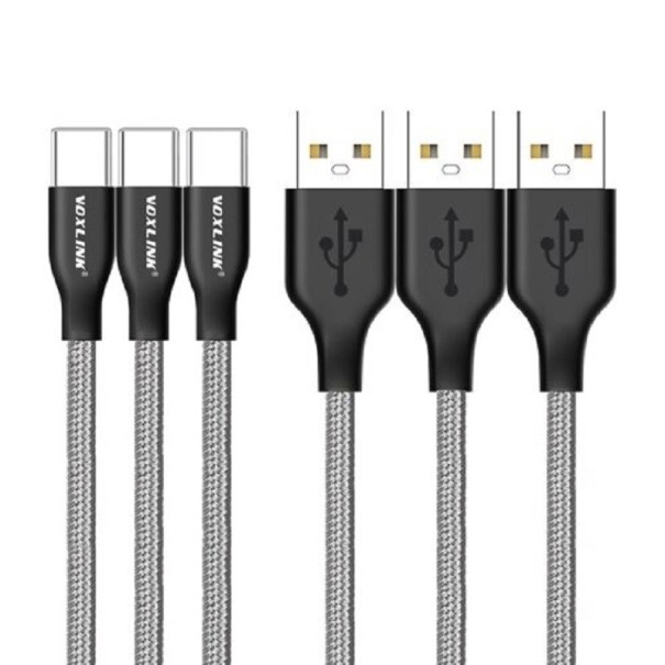 Datový kabel USB / USB-C 3 ks stříbrná 1 m
