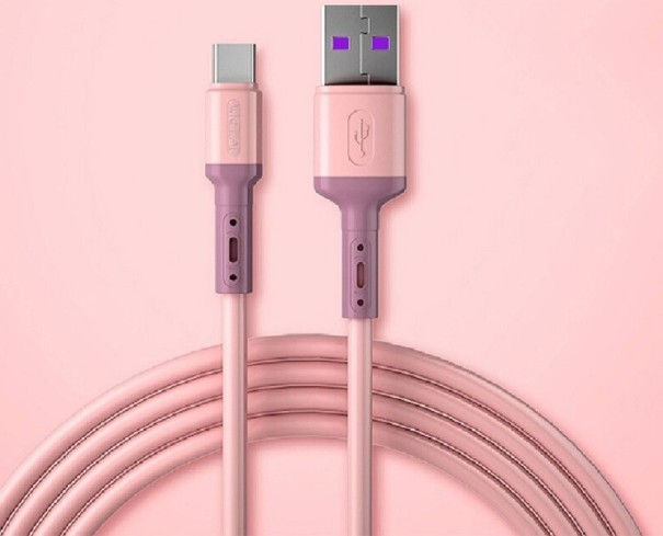 Datový kabel USB / USB-C K609 růžová 1 m