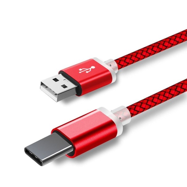 Dátový kábel USB / USB-C predĺžený konektor červená 1 m