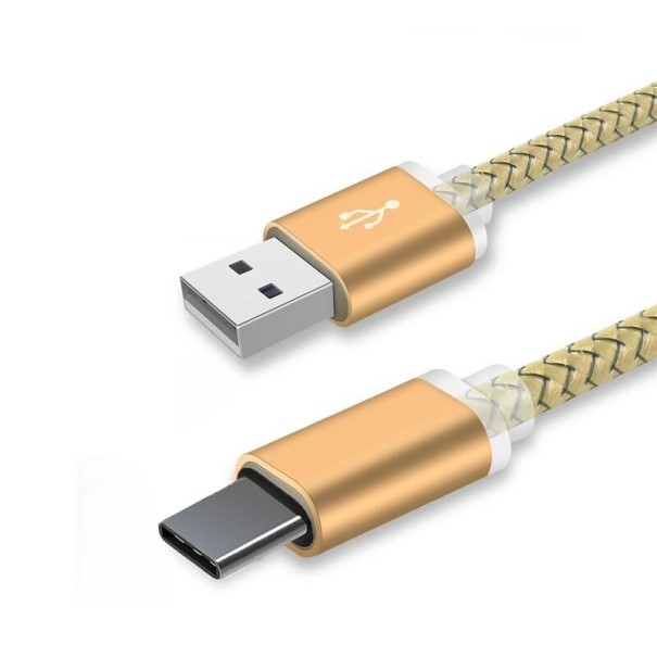 Dátový kábel USB / USB-C predĺžený konektor zlatá 1 m