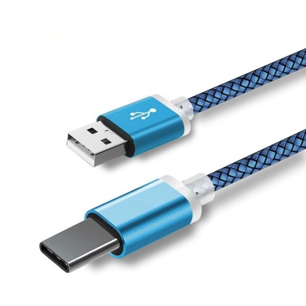 Dátový kábel USB / USB-C s predĺženým konektorom modrá