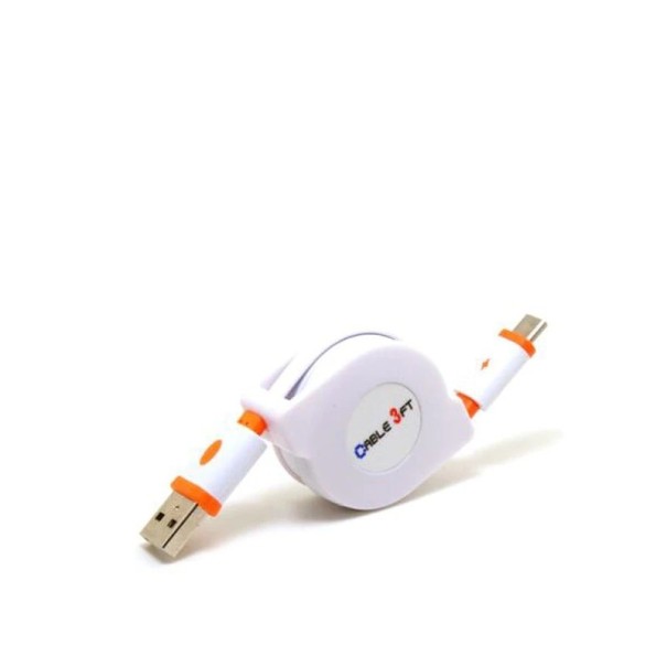Dátový navíjací kábel USB na USB-C oranžová 2 m