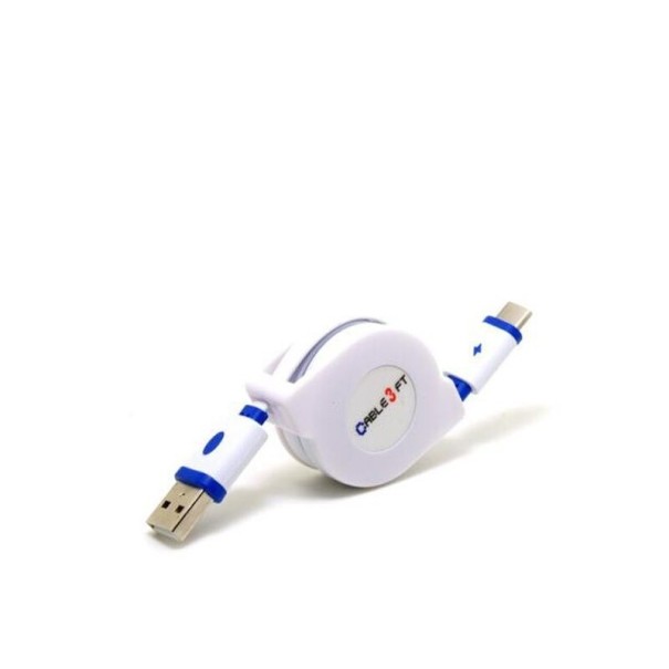 Datový navíjecí kabel USB na USB-C modrá 3 m