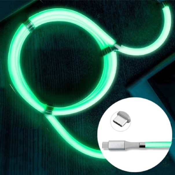 Dátový svietiaca kábel USB na Micro USB / USB-C s magnetmi zelená 2