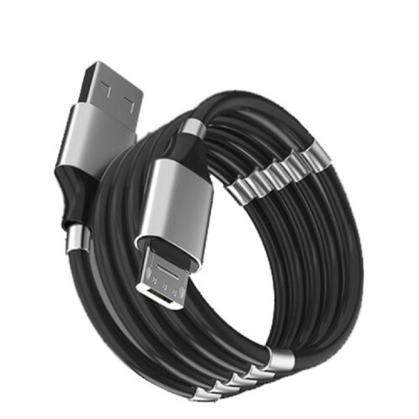 Dátový USB kábel s magnetmi čierna 90 cm 1