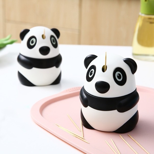 Dávkovač na párátka ve tvaru pandy Stojánek s odnímatelnou hlavou a otvorem na párátko Plast 11 x 7 cm Černobílý Do kuchyně i na stůl 1