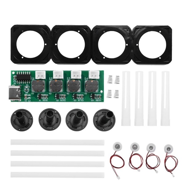 DC5V Ultraschallvernebler mit vier Düsen, Luftbefeuchter-Modul, Steuerplatine, Zerstäubung DIY Set 2 mit TYPE-C Schnittstelle, kompaktes Design
