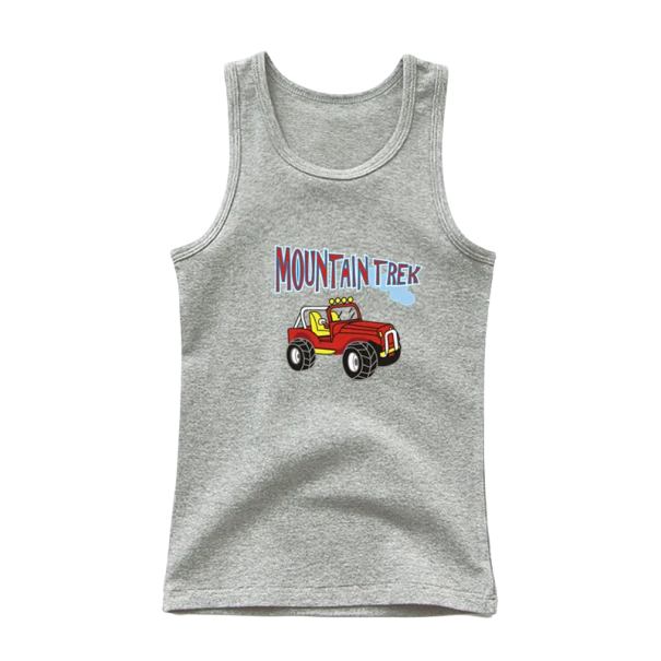 Débardeur en coton pour enfants avec impression de tracteur T-shirt uni sans manches avec col rond Top d'été pour garçons et filles Confortable disponible en différentes couleurs gris 4