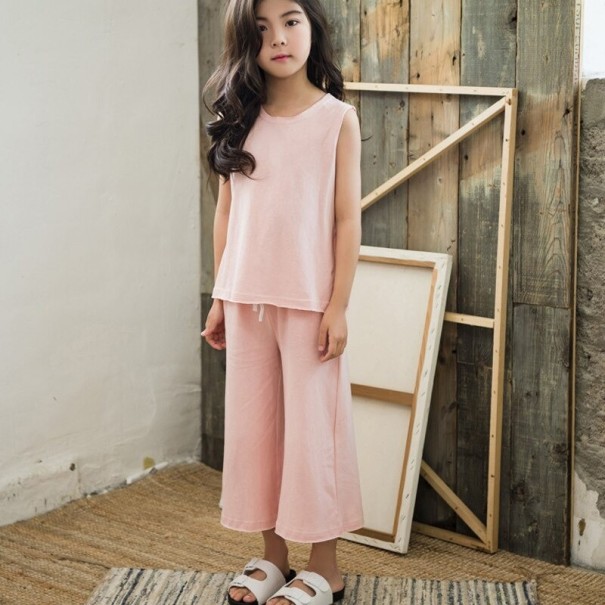 Débardeur et pantalon fille L1490 rose clair 14