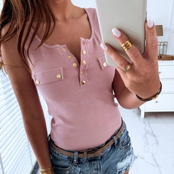 Débardeur femme avec clous rose L