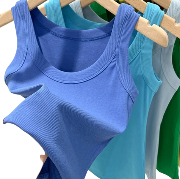 Débardeur Femme Col Rond À Bretelles Larges Débardeur Uni En Coton Naturel Pour Un Confort Quotidien bleu M