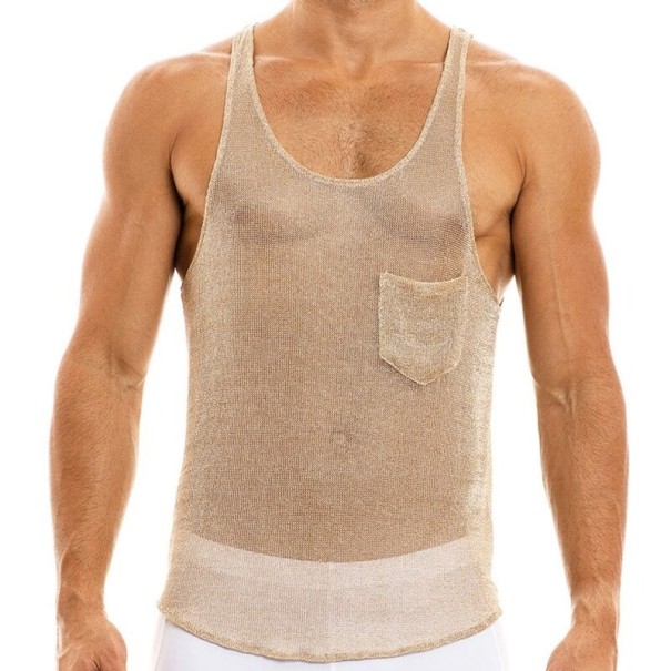 Débardeur transparent pour hommes T1990 beige XXL