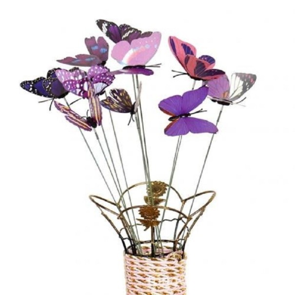 Decoração de espetar borboleta 10 unid H897 roxo