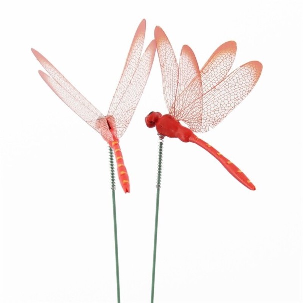Decoração de espetar libélula 10 pcs vermelho