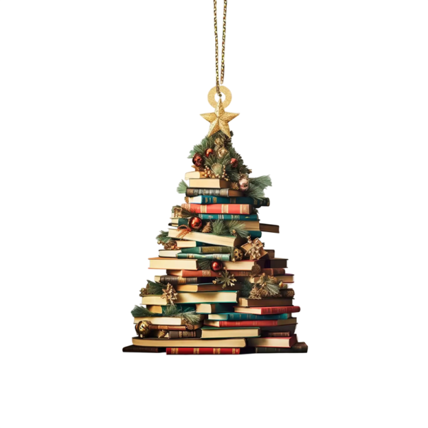 Decoração de janela pendente para amantes de livros com motivo de livros Decoração para árvore Pendente para amantes da leitura e bibliotecas 1