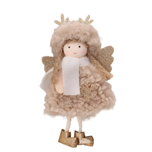 Decoração de Natal anjo 13,5 x 9 cm castanho