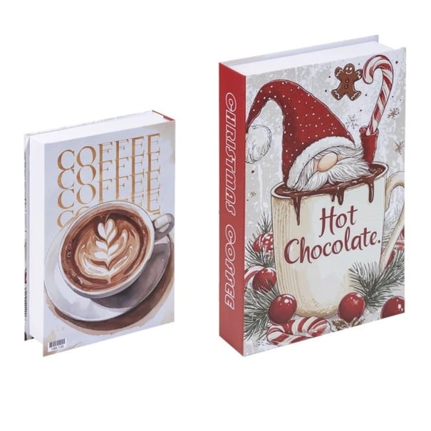 Decoração de Natal Falsa Imitativa Livro Imitação de Livro na Prateleira Motivação Café e Chocolate Quente Decoração de Livro Decorativa 1