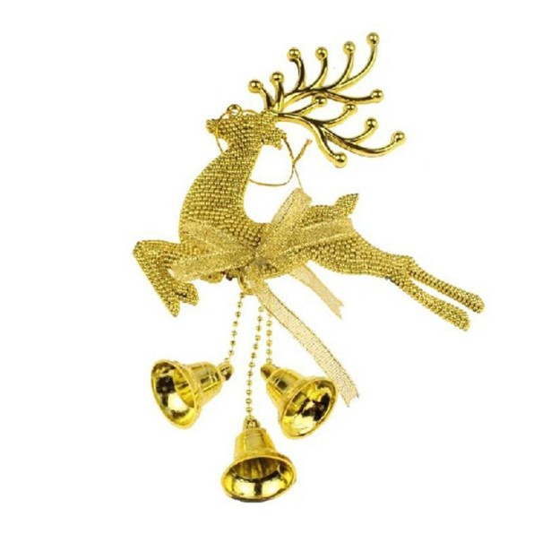 Decoração de Natal veado com sinos dourado
