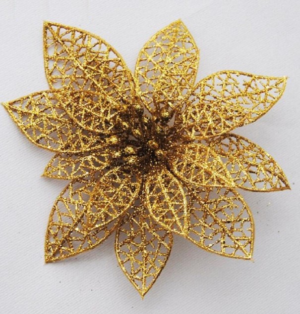 Decoração estrela de Natal 10 unid dourado