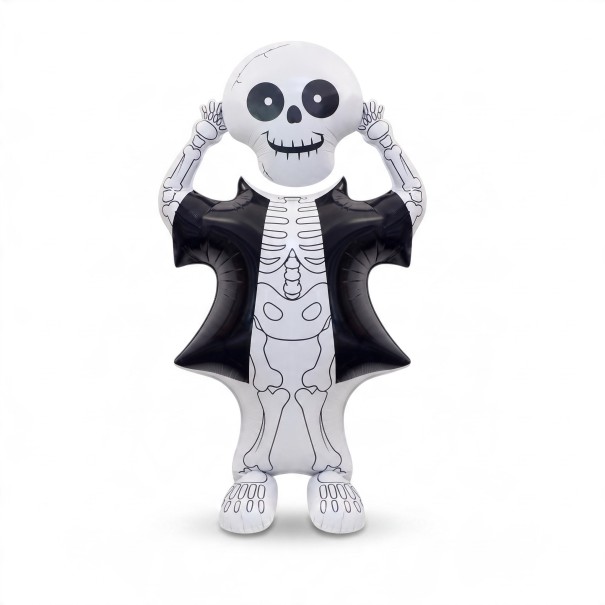 Decoração Inflável de Halloween Esqueleto em Pé Balão 122 x 64 x 35 cm Esqueleto com Capa Preta Branca e Preta para Festa de Halloween 1