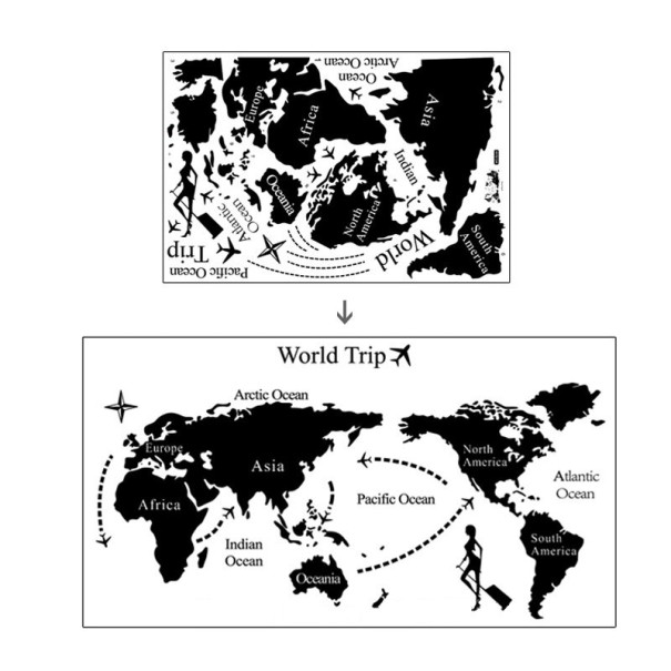 Decoración autoadhesiva de mapa del mundo 2