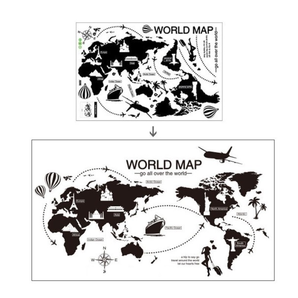 Decoración autoadhesiva de mapa del mundo 3