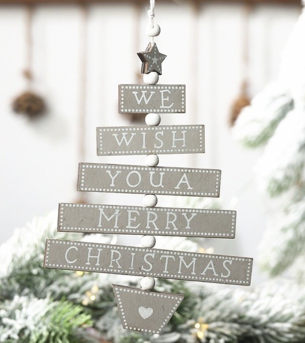 Decoración de árbol de Navidad de madera gris claro