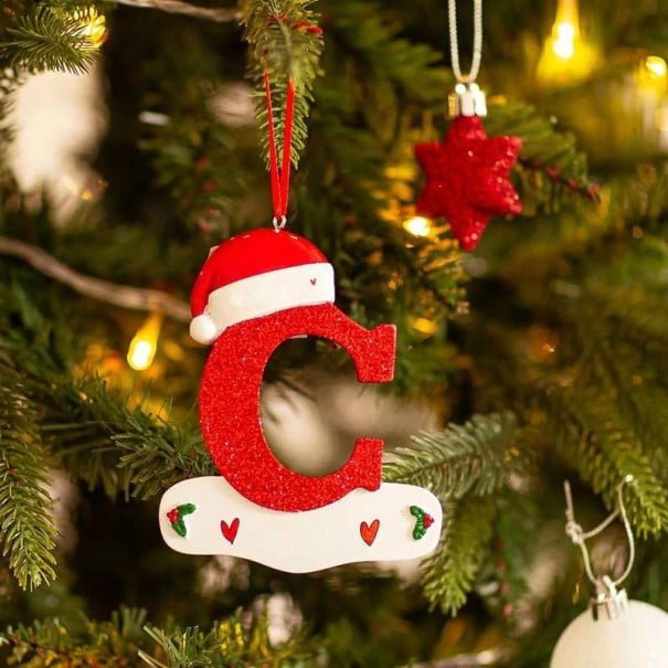 Decorações de Natal com letras Letras acrílicas para árvore de Natal Decoração de Natal 10 cm C