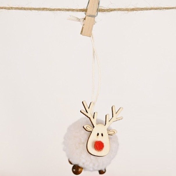 Decorat suspendat Craciun ren 5 x 5 cm beige