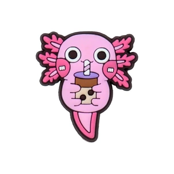 Decoratie voor crocs axolotl met bubble tea 2–3 cm PVC roze versiering voor crocs schoenen personalisatie 1