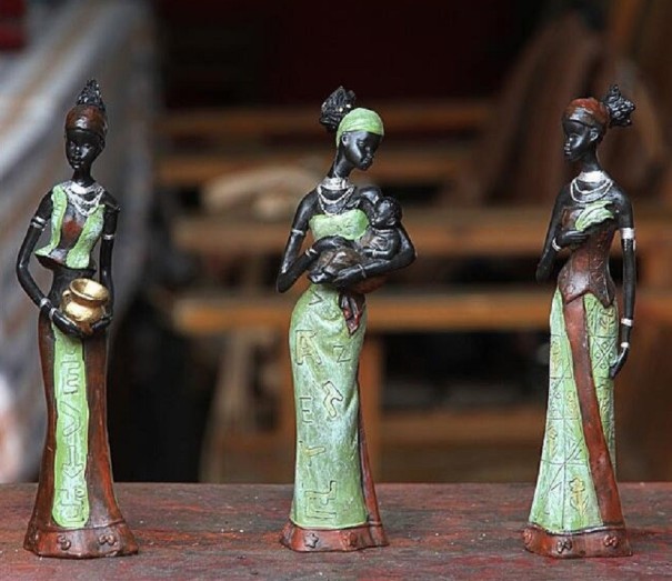 Decoratief beeldje Afrikaanse vrouw 3 stuks 2