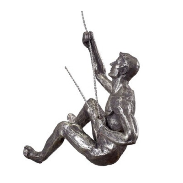 Decoratief beeldje van een klimmer grijs 2