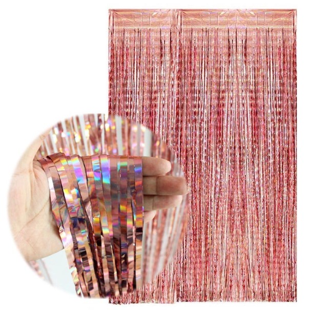 Decoratief gordijn met glitter roze