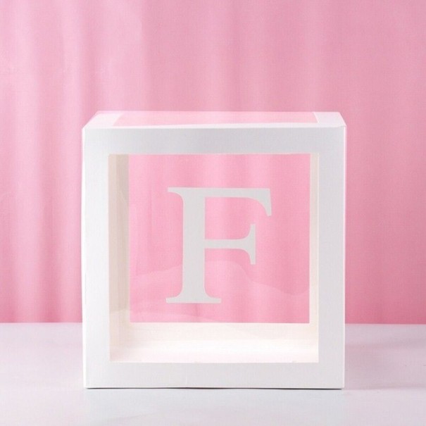 Decoratieve ballondoos met letter 27 x 27 cm F